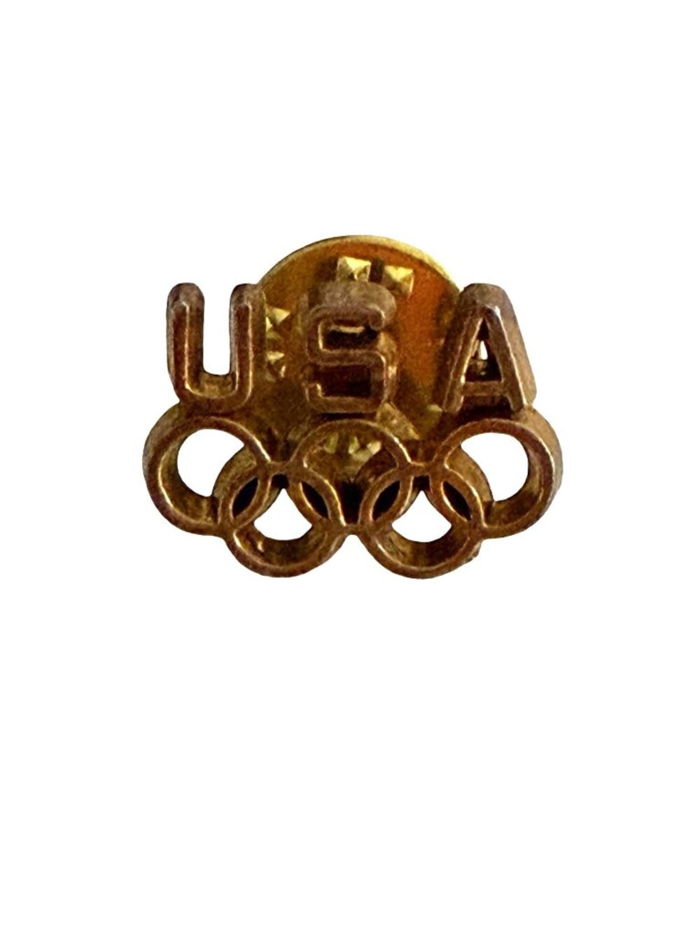 Vintage USA Olympic Rings Lapel Pin Gold Tone Team USA Sports Collectible